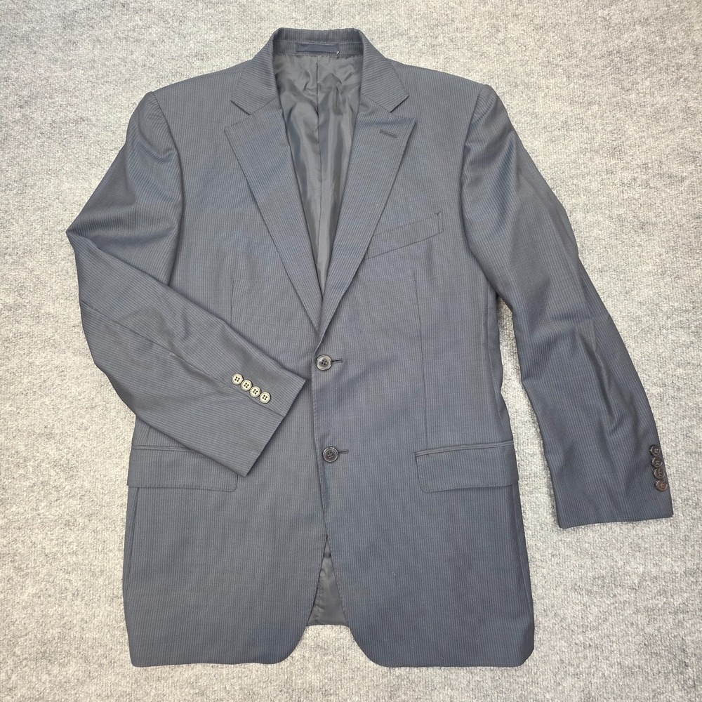 Z Zegna CITY Blazer Jacket Men's 42 LONG Navy Striped 2-Button 100% Wool